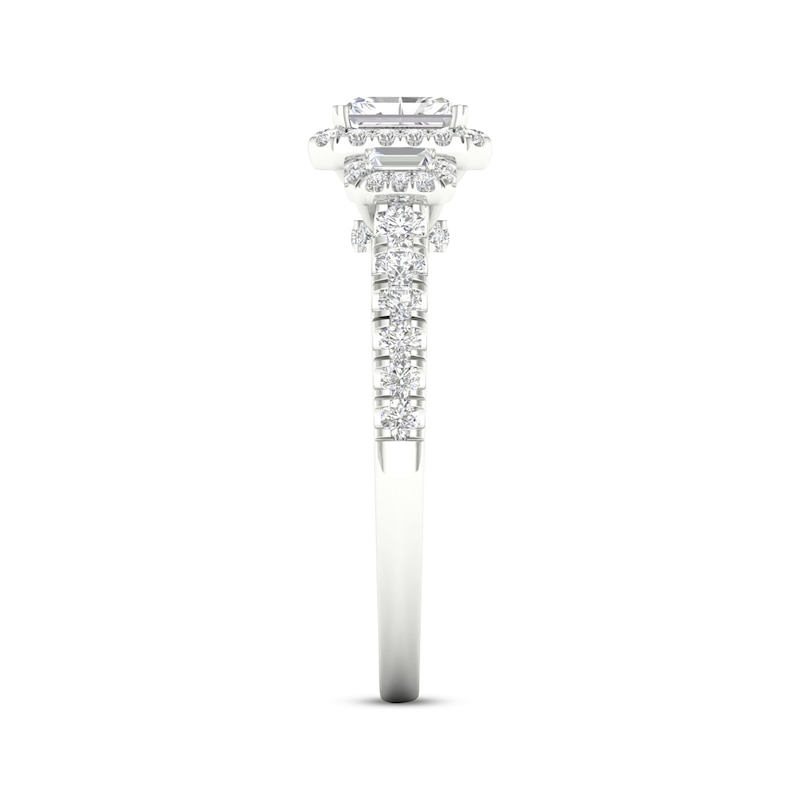 Memories Moments Magic Radiant, Baguette & Round-Cut Diamond Engagement Ring 7/8 ct tw 14K White Gold