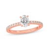 Thumbnail Image 1 of Now + Forever Oval & Round-Cut Diamond Gallery-Set Engagement Ring 3/4 ct tw 14K Rose Gold