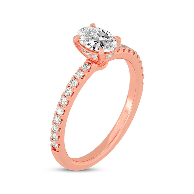 Main Image 2 of Now + Forever Oval & Round-Cut Diamond Gallery-Set Engagement Ring 3/4 ct tw 14K Rose Gold