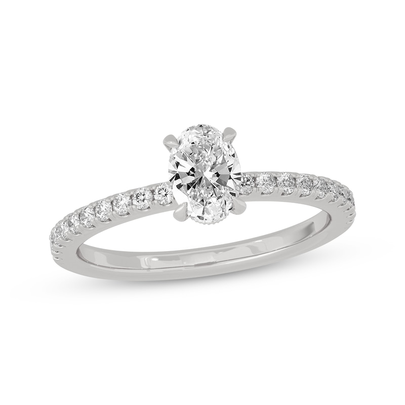 Main Image 1 of Now + Forever Oval & Round-Cut Diamond Gallery-Set Engagement Ring 3/4 ct tw 14K White Gold