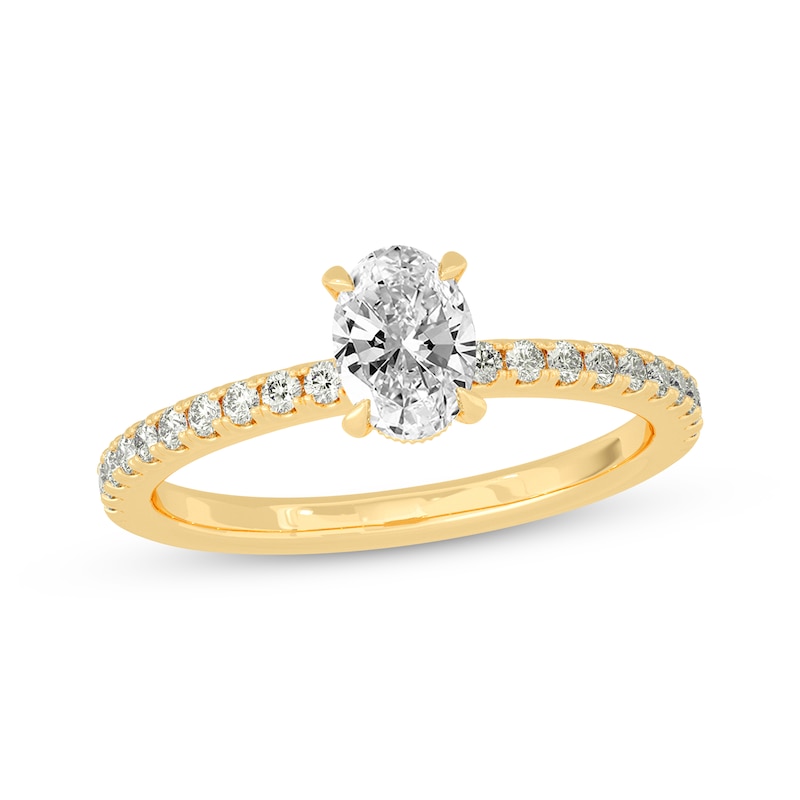 Main Image 1 of Now + Forever Oval & Round-Cut Diamond Gallery-Set Engagement Ring 3/4 ct tw 14K Yellow Gold