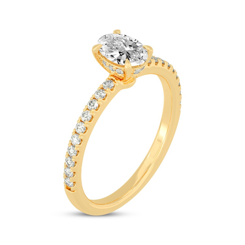 Main Image 2 of Now + Forever Oval & Round-Cut Diamond Gallery-Set Engagement Ring 3/4 ct tw 14K Yellow Gold