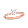 Thumbnail Image 1 of Now + Forever Princess & Round-Cut Diamond Gallery-Set Engagement Ring 3/4 ct tw 14K Rose Gold