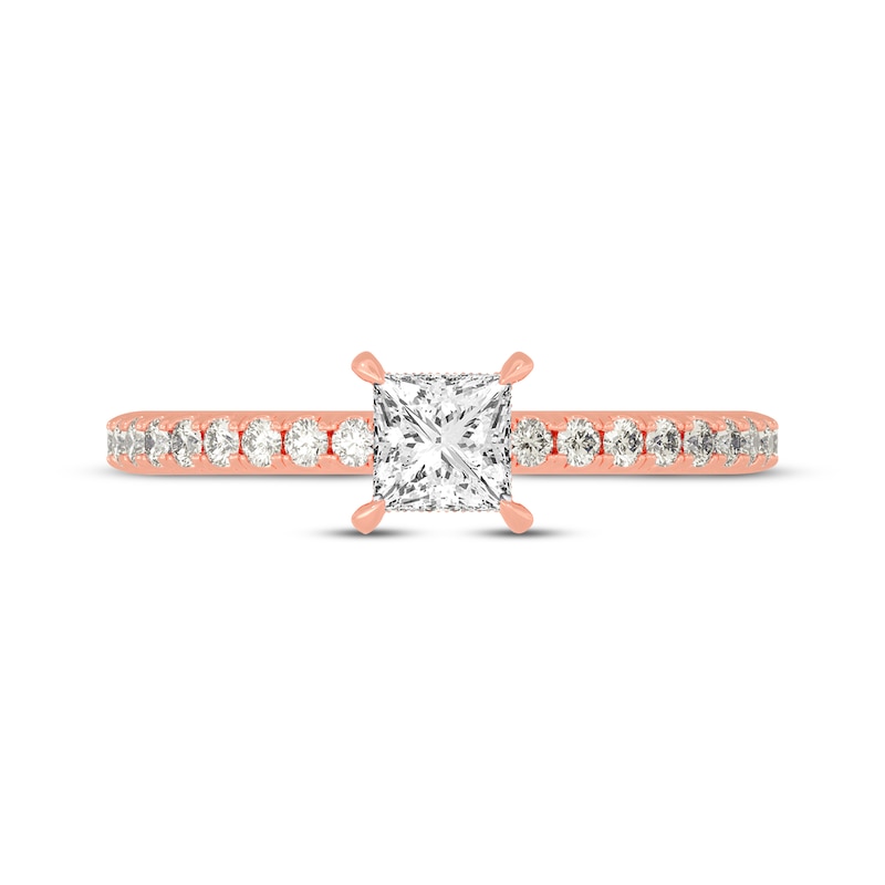 Main Image 3 of Now + Forever Princess & Round-Cut Diamond Gallery-Set Engagement Ring 3/4 ct tw 14K Rose Gold