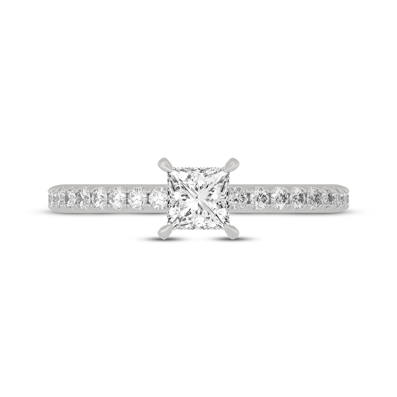 Main Image 3 of Now + Forever Princess & Round-Cut Diamond Gallery-Set Engagement Ring 3/4 ct tw 14K White Gold