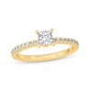 Thumbnail Image 1 of Now + Forever Princess & Round-Cut Diamond Gallery-Set Engagement Ring 3/4 ct tw 14K Yellow Gold