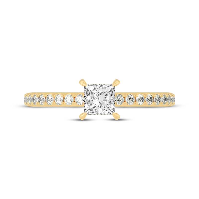 Main Image 3 of Now + Forever Princess & Round-Cut Diamond Gallery-Set Engagement Ring 3/4 ct tw 14K Yellow Gold
