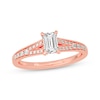 Thumbnail Image 1 of Now + Forever Emerald & Round-Cut Split-Shank Engagement Ring 3/4 ct tw 14K Rose Gold