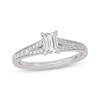 Thumbnail Image 1 of Now + Forever Emerald & Round-Cut Split-Shank Engagement Ring 3/4 ct tw 14K White Gold