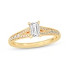 Thumbnail Image 1 of Now + Forever Emerald & Round-Cut Split-Shank Engagement Ring 3/4 ct tw 14K Yellow Gold