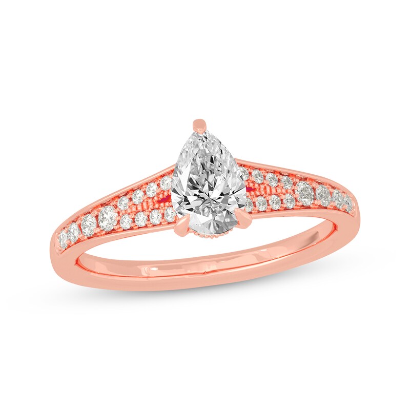 Main Image 1 of Now + Forever Pear-Shaped & Round-Cut Split-Shank Engagement Ring 3/4 ct tw 14K Rose Gold