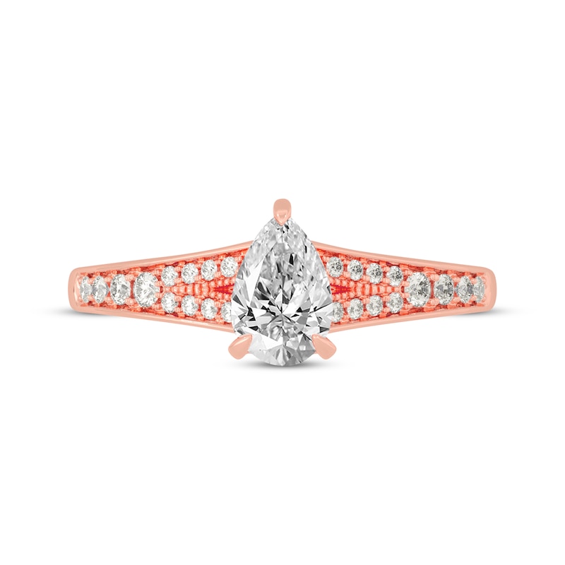 Main Image 3 of Now + Forever Pear-Shaped & Round-Cut Split-Shank Engagement Ring 3/4 ct tw 14K Rose Gold