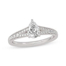 Now + Forever Pear-Shaped & Round-Cut Split-Shank Engagement Ring 3/4 ct tw 14K White Gold