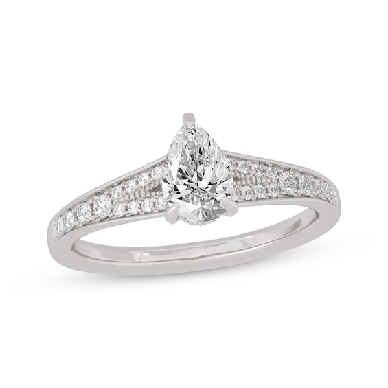 Now + Forever Pear-Shaped & Round-Cut Split-Shank Engagement Ring 3/4 ct tw 14K White Gold