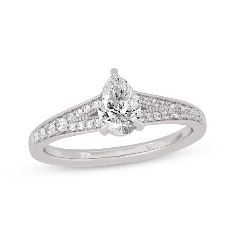 Main Image 1 of Now + Forever Pear-Shaped & Round-Cut Split-Shank Engagement Ring 3/4 ct tw 14K White Gold