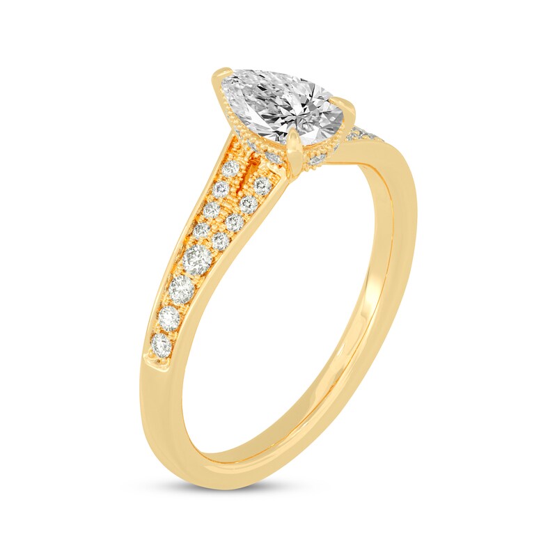 Main Image 2 of Now + Forever Pear-Shaped & Round-Cut Split-Shank Engagement Ring 3/4 ct tw 14K Yellow Gold