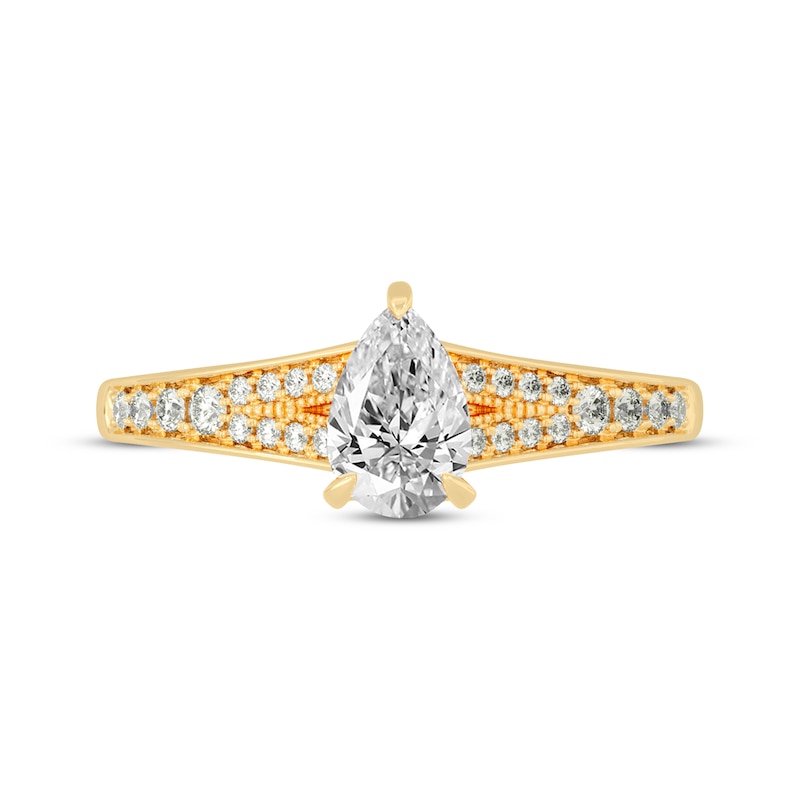 Main Image 3 of Now + Forever Pear-Shaped & Round-Cut Split-Shank Engagement Ring 3/4 ct tw 14K Yellow Gold