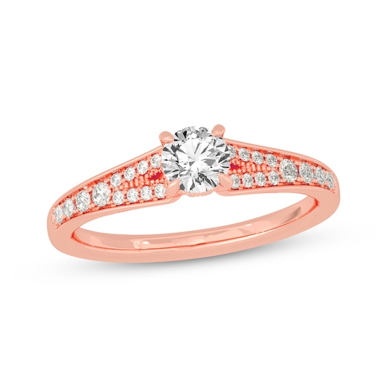 Now + Forever Round-Cut Split-Shank Engagement Ring 3/4 ct tw 14K Rose Gold