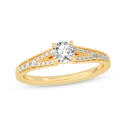 Now + Forever Round-Cut Split-Shank Engagement Ring 3/4 ct tw 14K Yellow Gold