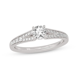 Now + Forever Round-Cut Split-Shank Engagement Ring 3/4 ct tw 14K White Gold
