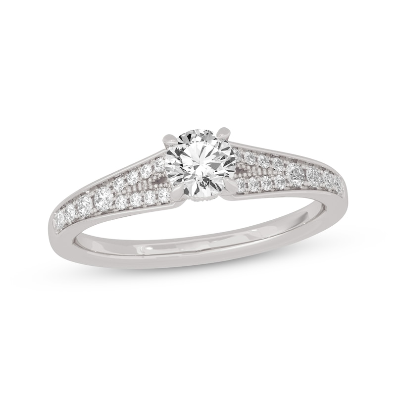 Main Image 1 of Now + Forever Round-Cut Split-Shank Engagement Ring 3/4 ct tw 14K White Gold