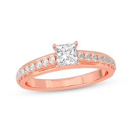 Now + Forever Princess & Round-Cut Diamond Engagement Ring 3/4 ct tw 14K Rose Gold