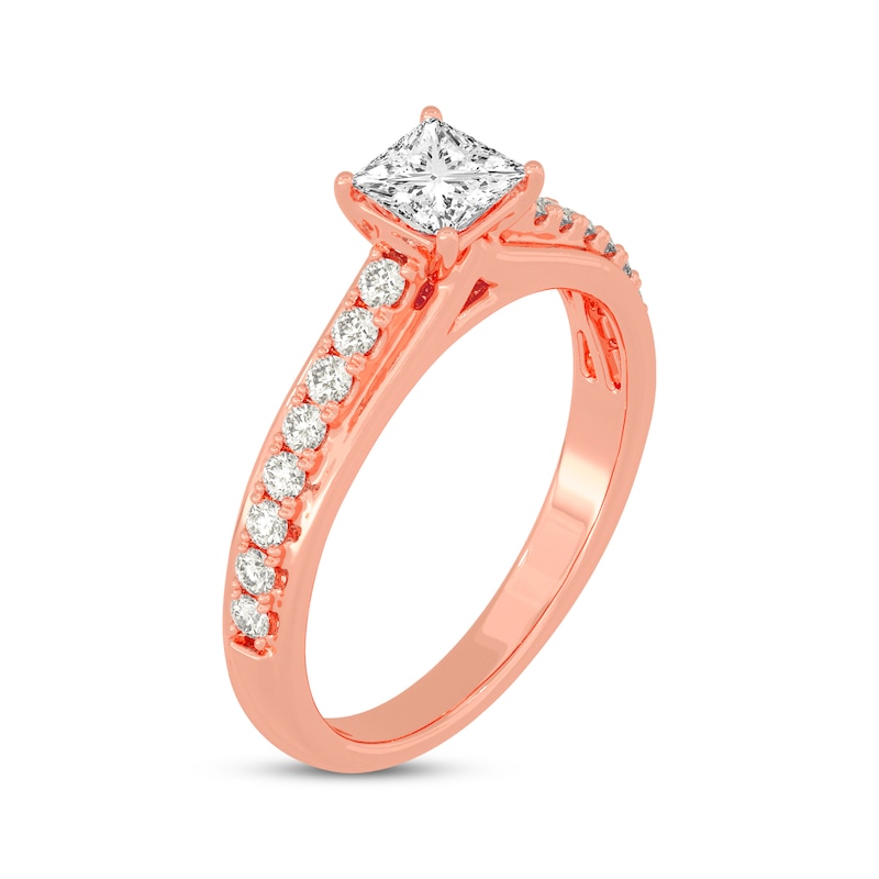 Main Image 2 of Now + Forever Princess & Round-Cut Diamond Engagement Ring 3/4 ct tw 14K Rose Gold