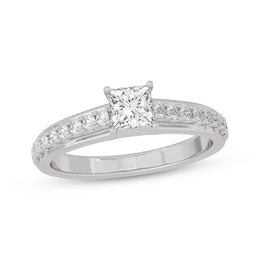 Now + Forever Princess & Round-Cut Diamond Engagement Ring 3/4 ct tw 14K White Gold