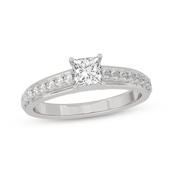 Now + Forever Princess & Round-Cut Diamond Engagement Ring 3/4 ct tw 14K White Gold