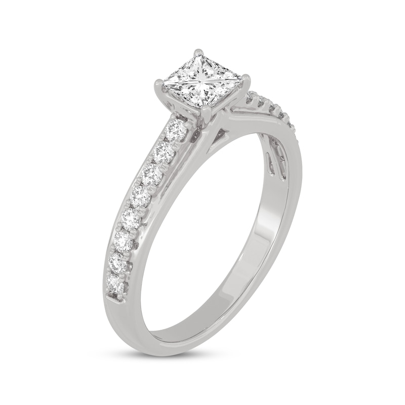 Main Image 2 of Now + Forever Princess & Round-Cut Diamond Engagement Ring 3/4 ct tw 14K White Gold