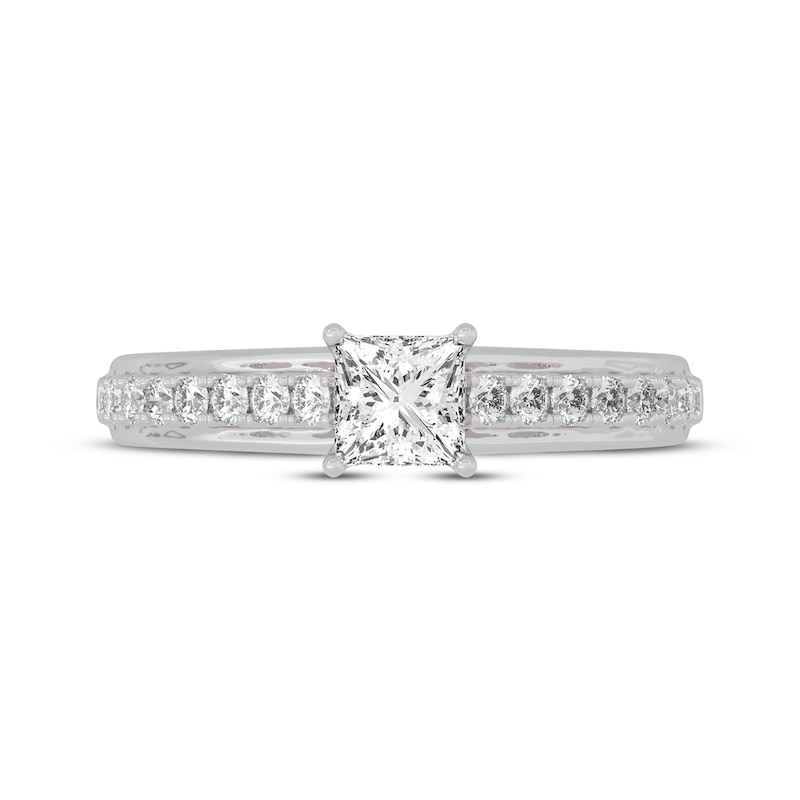 Main Image 3 of Now + Forever Princess & Round-Cut Diamond Engagement Ring 3/4 ct tw 14K White Gold