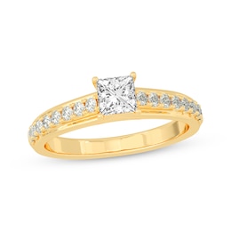 Now + Forever Princess & Round-Cut Diamond Engagement Ring 3/4 ct tw 14K Yellow Gold