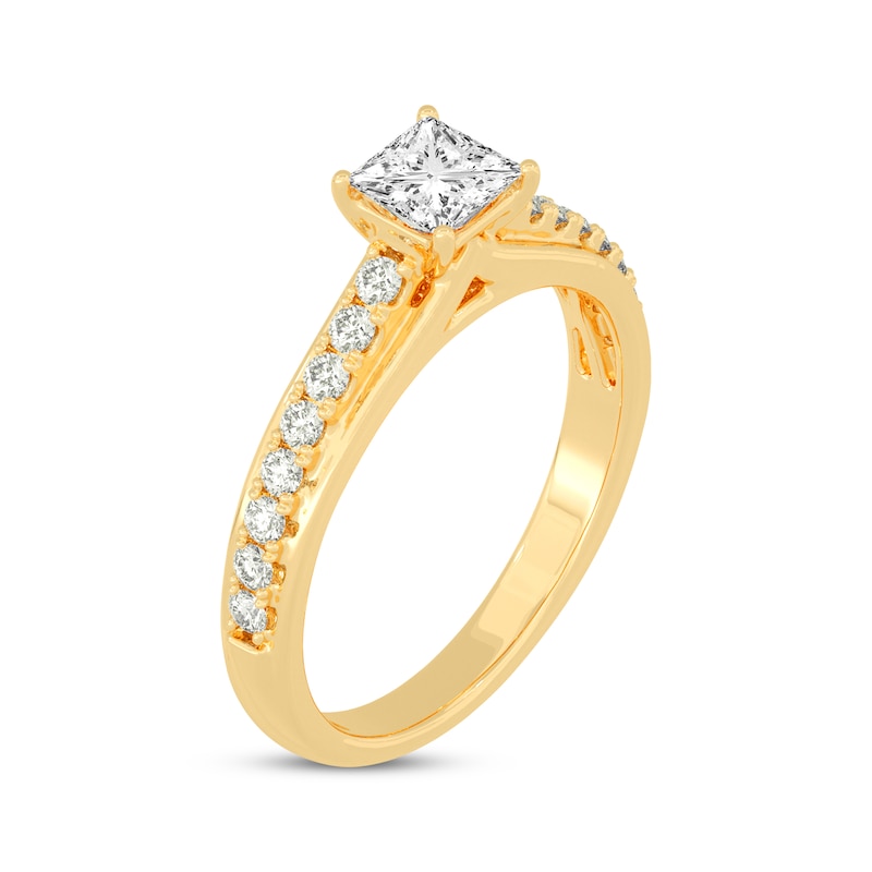 Main Image 2 of Now + Forever Princess & Round-Cut Diamond Engagement Ring 3/4 ct tw 14K Yellow Gold