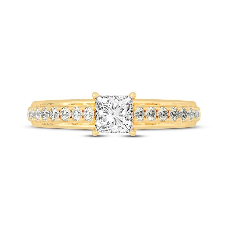 Main Image 3 of Now + Forever Princess & Round-Cut Diamond Engagement Ring 3/4 ct tw 14K Yellow Gold