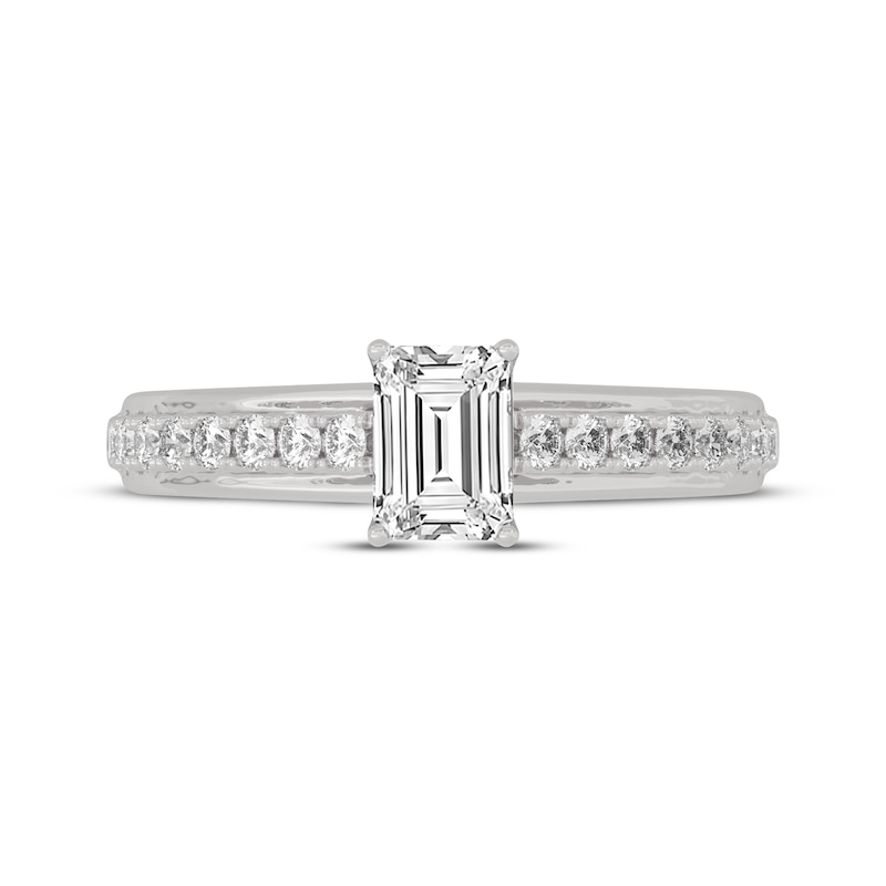 Main Image 3 of Now + Forever Emerald & Round-Cut Diamond Engagement Ring 3/4 ct tw 14K White Gold