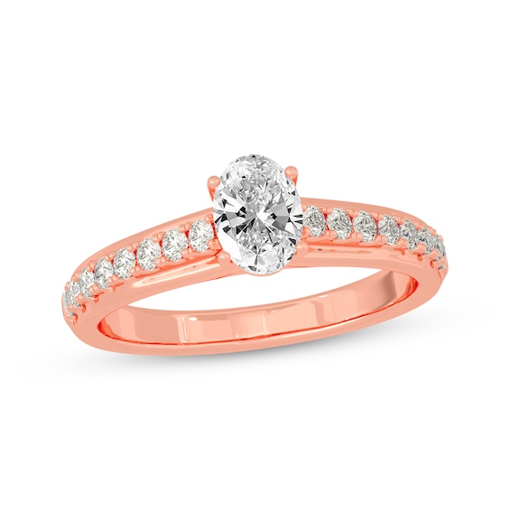 Now + Forever Oval & Round-Cut Diamond Engagement Ring 3/4 ct tw 14K Rose Gold
