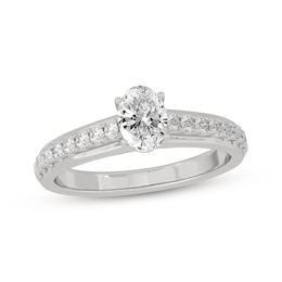 Now + Forever Oval & Round-Cut Diamond Engagement Ring 3/4 ct tw 14K White Gold
