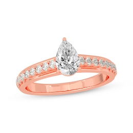 Now + Forever Pear-Shaped & Round-Cut Diamond Engagement Ring 3/4 ct tw 14K Rose Gold