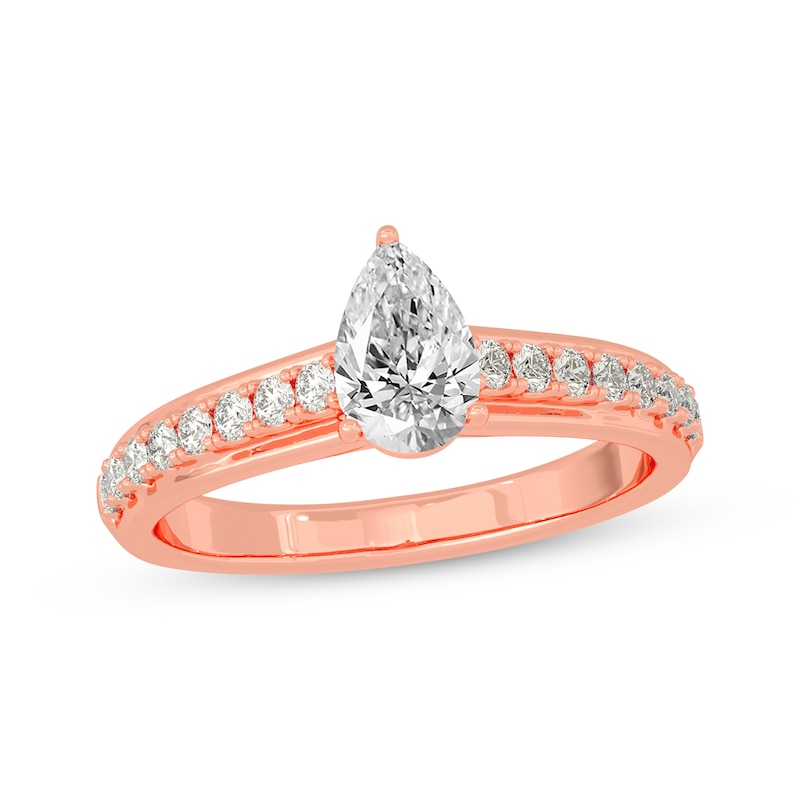Main Image 1 of Now + Forever Pear-Shaped & Round-Cut Diamond Engagement Ring 3/4 ct tw 14K Rose Gold