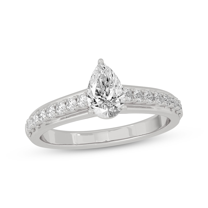Main Image 1 of Now + Forever Pear-Shaped & Round-Cut Diamond Engagement Ring 3/4 ct tw 14K White Gold