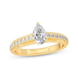 Now + Forever Pear-Shaped & Round-Cut Diamond Engagement Ring 3/4 ct tw 14K Yellow Gold