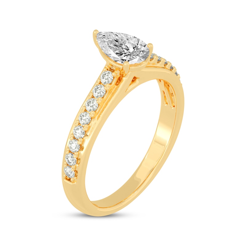 Main Image 2 of Now + Forever Pear-Shaped & Round-Cut Diamond Engagement Ring 3/4 ct tw 14K Yellow Gold