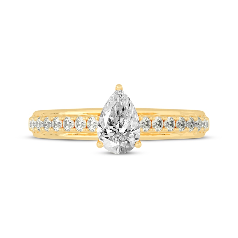 Main Image 3 of Now + Forever Pear-Shaped & Round-Cut Diamond Engagement Ring 3/4 ct tw 14K Yellow Gold