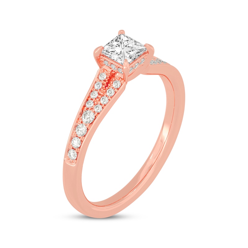 Main Image 2 of Now + Forever Princess & Round-Cut Split-Shank Engagement Ring 3/4 ct tw 14K Rose Gold