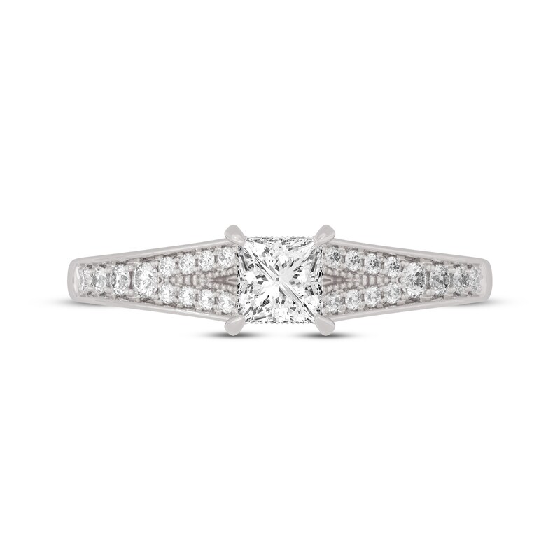 Main Image 3 of Now + Forever Princess & Round-Cut Split-Shank Engagement Ring 3/4 ct tw 14K White Gold