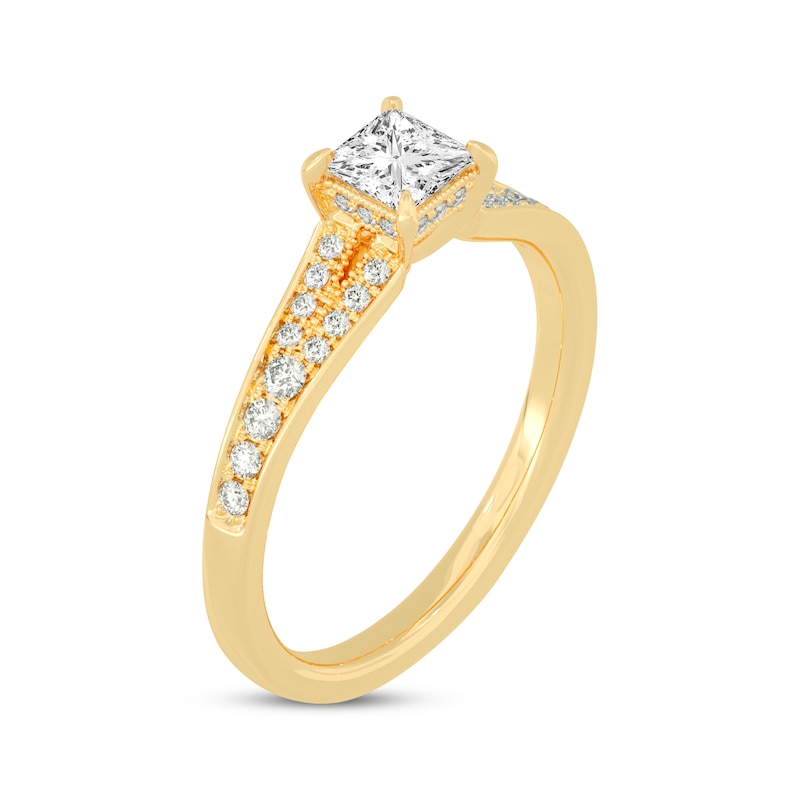 Main Image 2 of Now + Forever Princess & Round-Cut Split-Shank Engagement Ring 3/4 ct tw 14K Yellow Gold