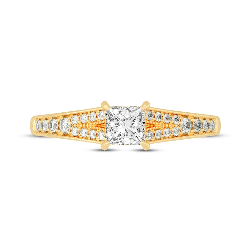 Main Image 3 of Now + Forever Princess & Round-Cut Split-Shank Engagement Ring 3/4 ct tw 14K Yellow Gold