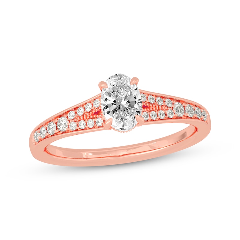 Main Image 1 of Now + Forever Oval & Round-Cut Split-Shank Engagement Ring 3/4 ct tw 14K Rose Gold