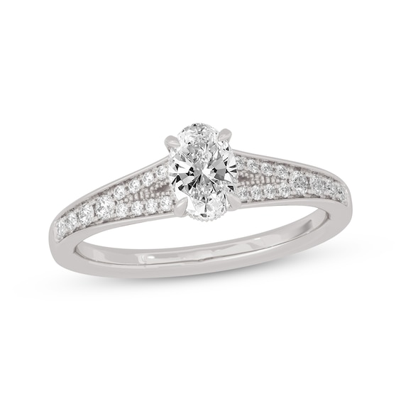 Now + Forever Oval & Round-Cut Split-Shank Engagement Ring 3/4 ct tw 14K White Gold