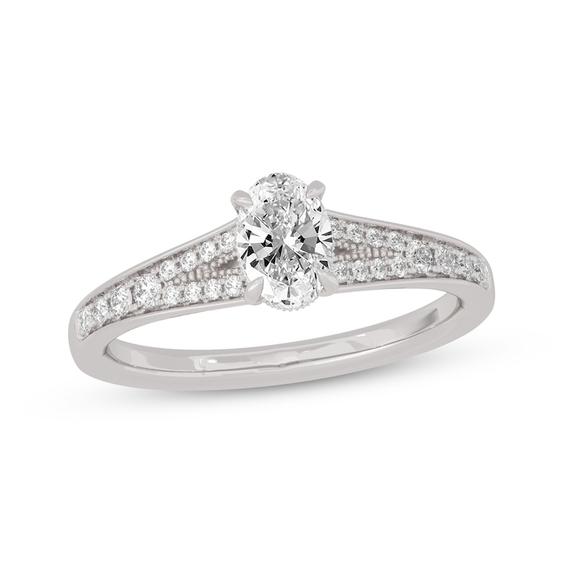 Main Image 1 of Now + Forever Oval & Round-Cut Split-Shank Engagement Ring 3/4 ct tw 14K White Gold